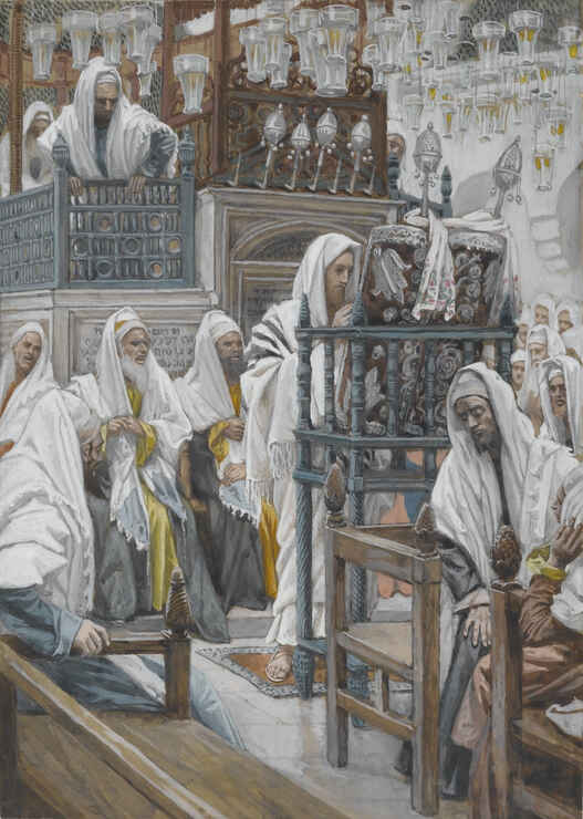 Jesus Unrolls the Book in the Synagogue