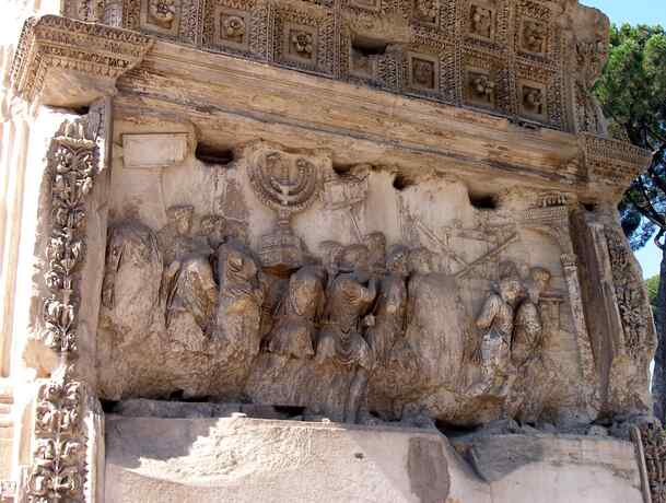 Close up of Arch of Titus in Rome
