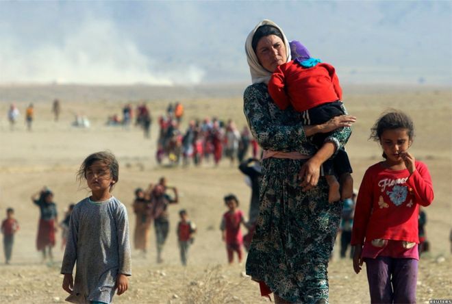 Yazidis fleeing